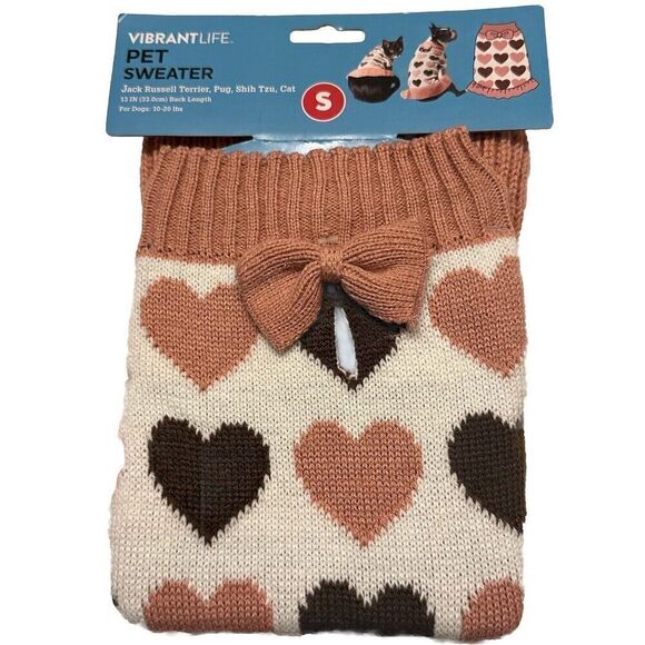 NEW Winter Skirted Dog Coat Salmon Pink Size Small S Cute Hearts GIFT Fast Ship - Picture 1 of 5